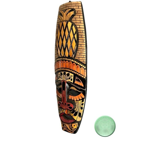 Handmade Colombian Indigenous Wooden Tribal Masks – Set of 2 – Folk Art Wall - Picture 2 of 11